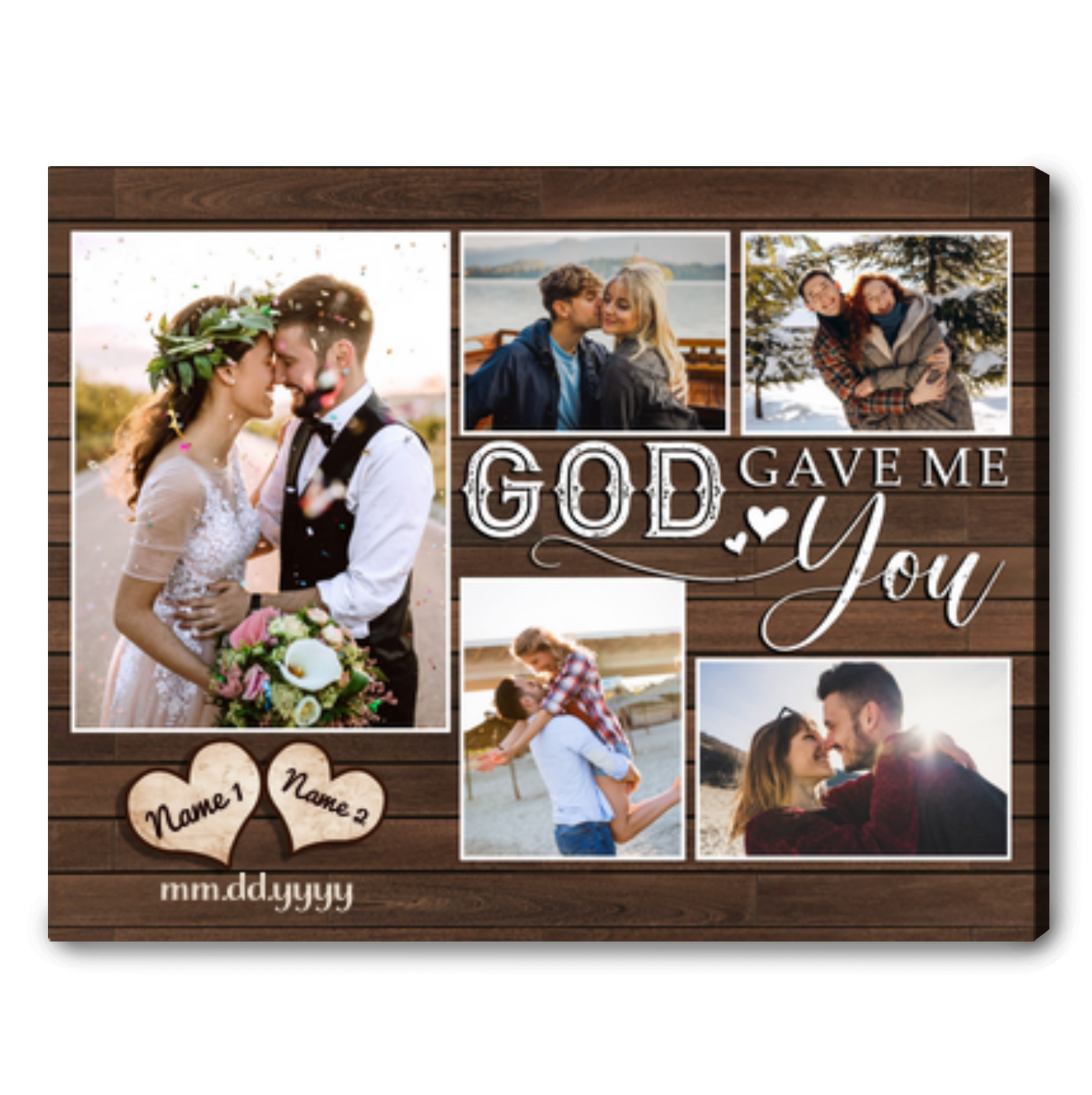 His And Hers Wedding Gifts Personalized Couple Photo Collage Canvas Print