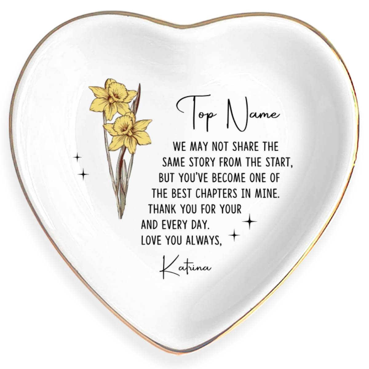 Bonus Mom Jewelry Dish - Personalized Name Birth Flower & Quote Mother's Day Gift for Stepmom