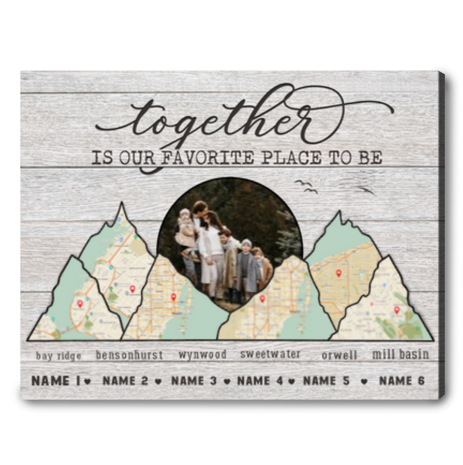 Family Adventure Map Custom Mountain Travel Map Wall Art Canvas