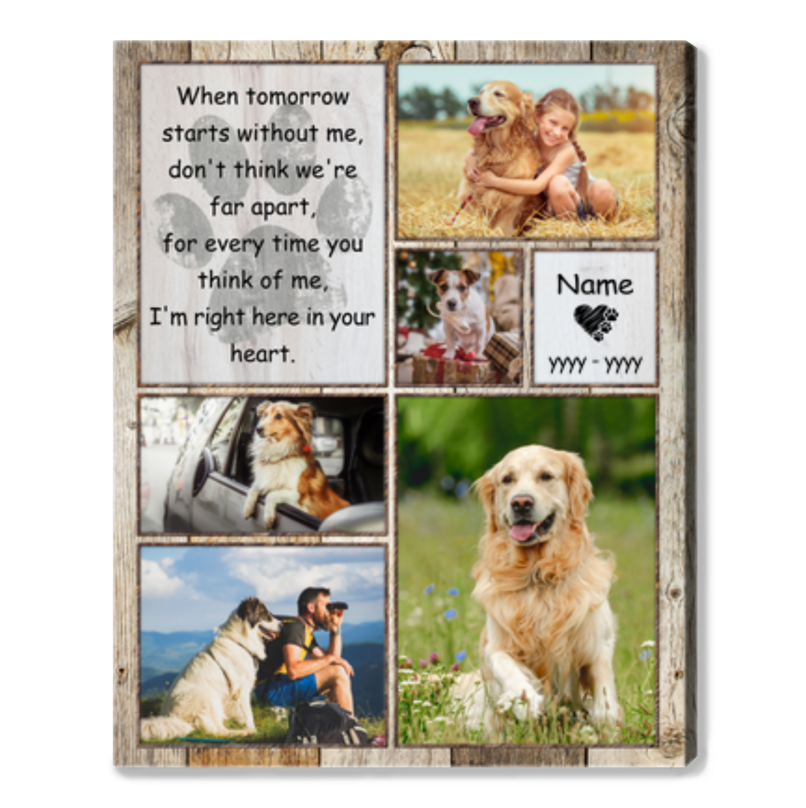 Sympathy Gift For Dog Lovers Pet Photo Collage Memorial Canvas Print 