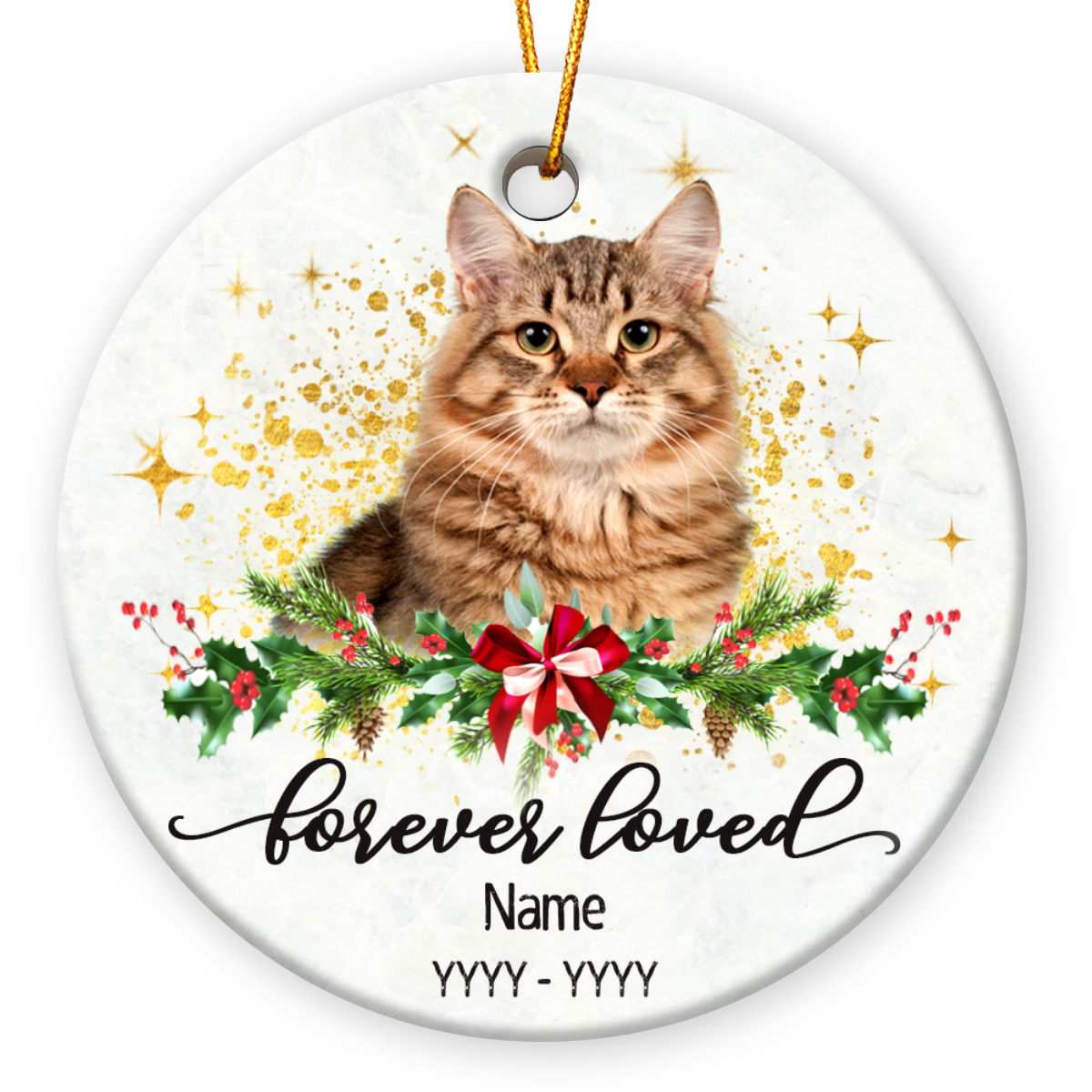 Unique Cat Loss Ornament Custom Photo Remembrance Pet Gift