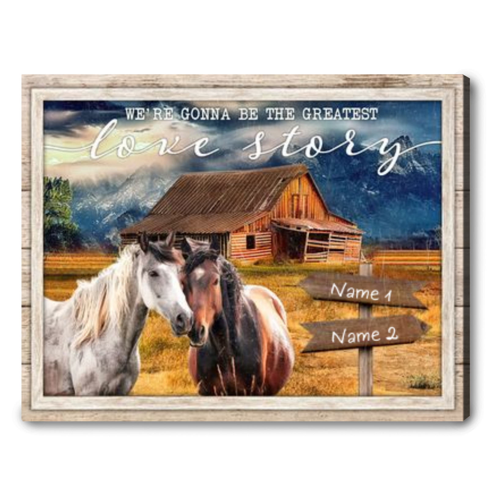 Vintage Farmhouse Decor Gift For Couple Custom Romantic Anniversary Canvas Print