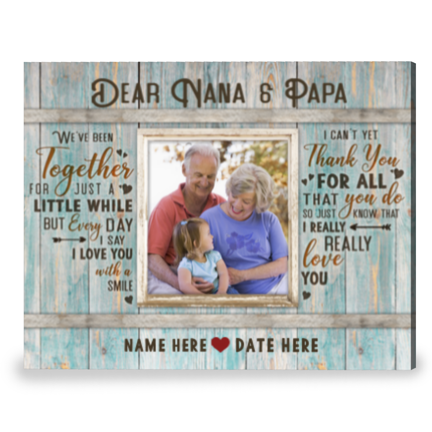 Custom Gift For New Grandparents Gift For Nana And Papa Canvas Wall Art