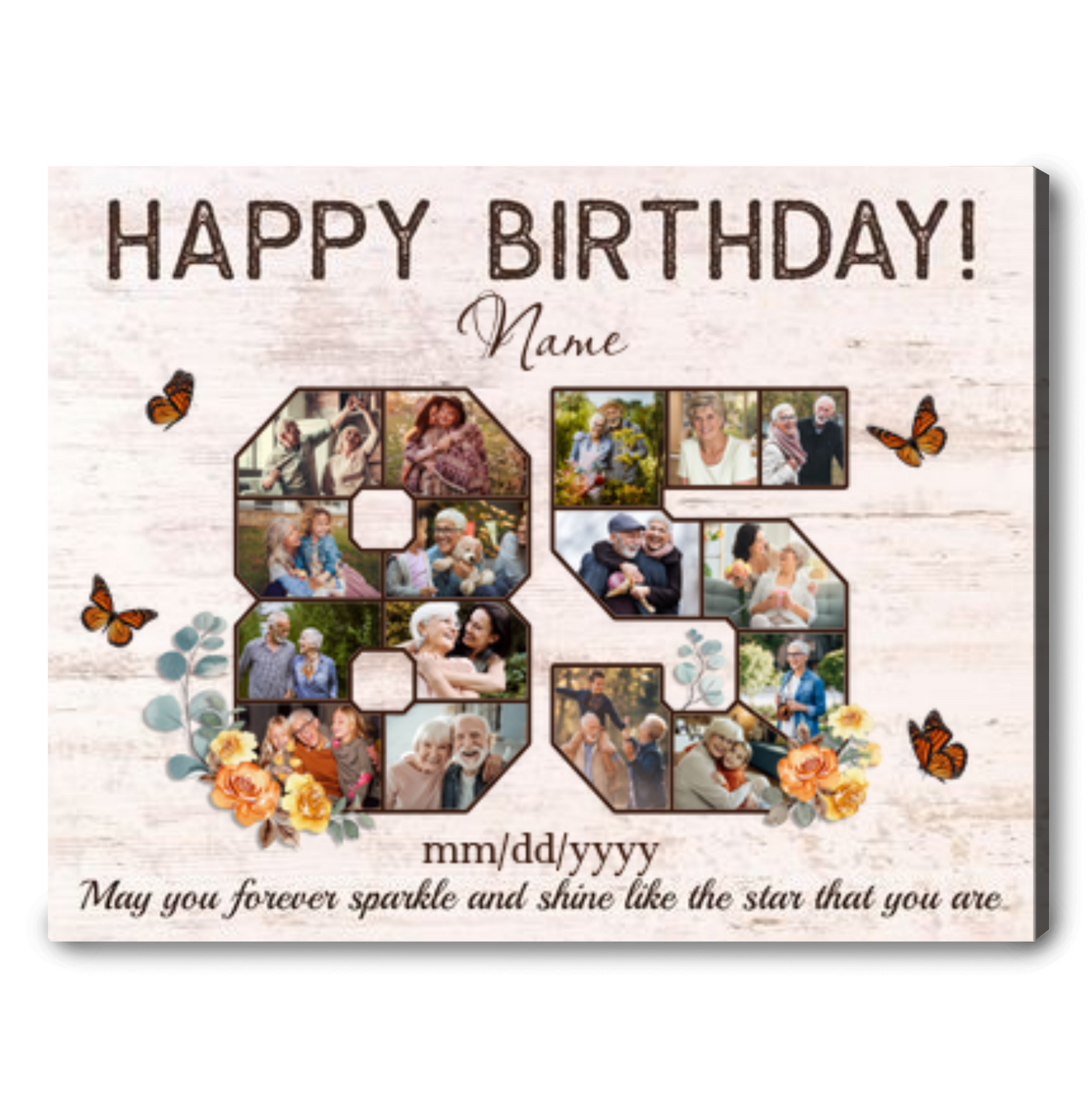 Personalized 85th Birthday Gift Idea Photo Canvas Print For 85th Birthday