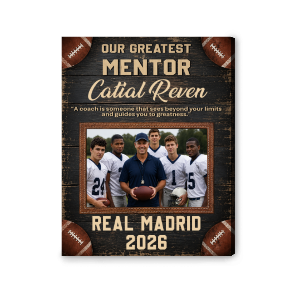 Personalized Football Coach Canvas Print Custom Team Photo Mentor Appreciation Gift