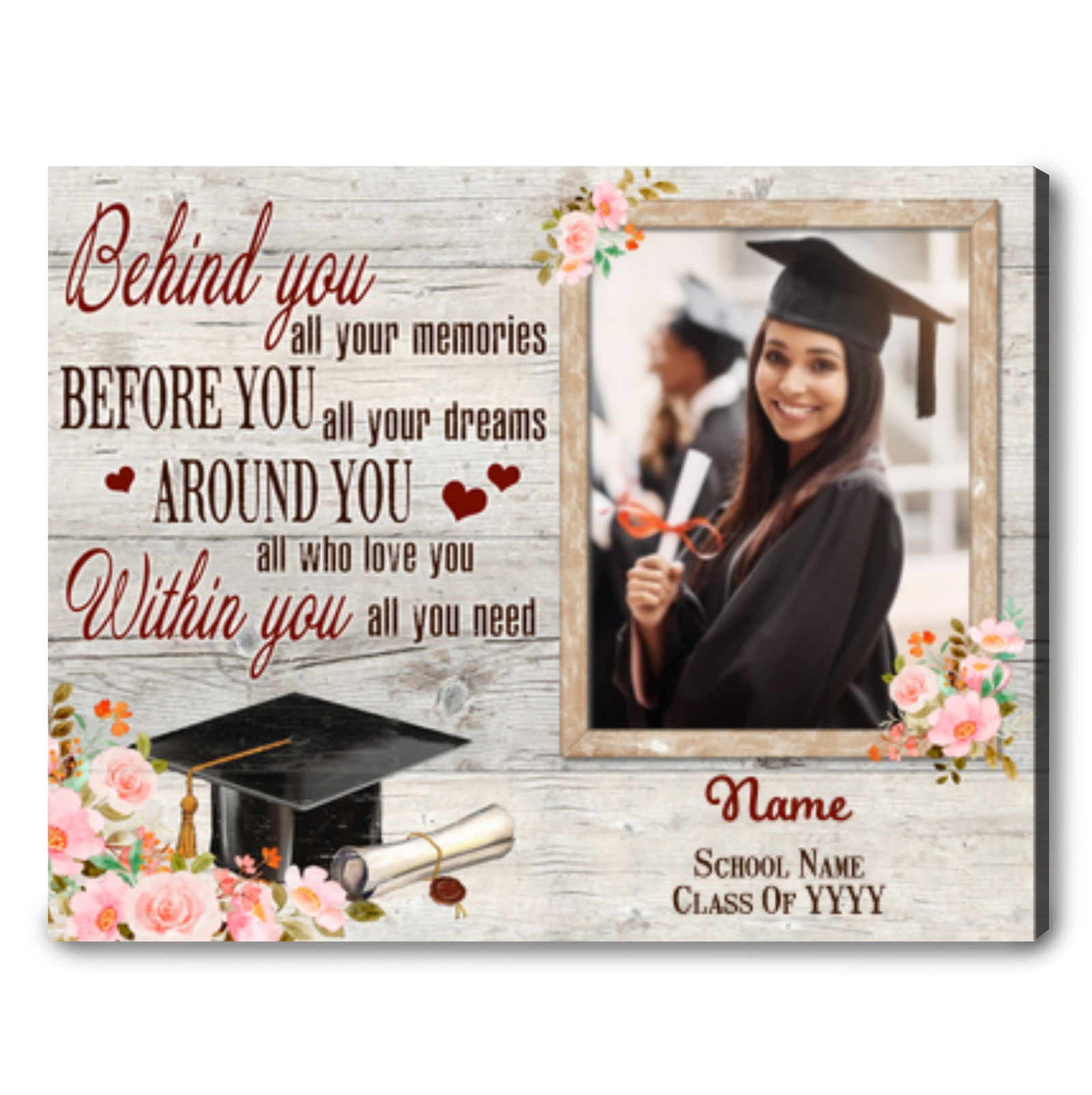 Custom Photo Graduation Cavas Print Sentimental Happy Graduation Gift