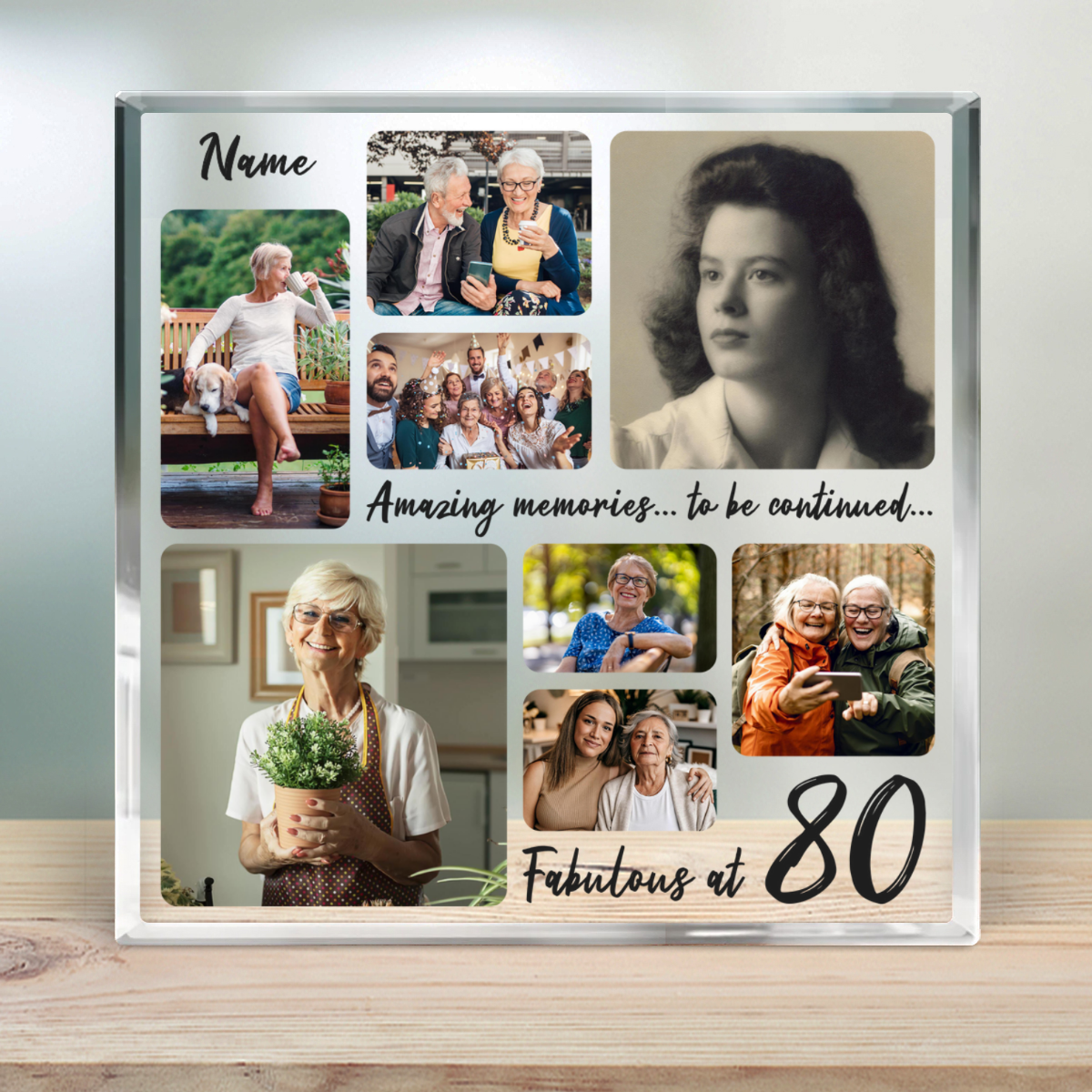 Personalized 80th Birthday Gift Photo Collage Acrylic Plaque