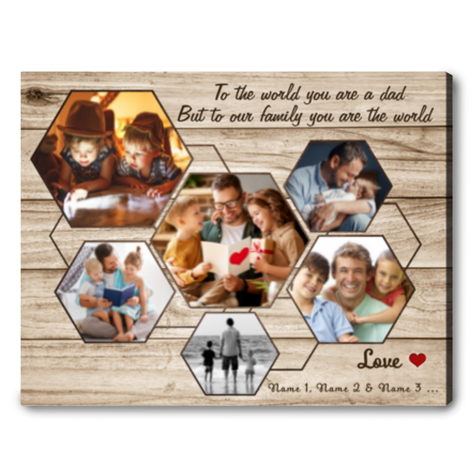 Dad Photo Collage Canvas Custom Gift For Dad To The World You Are A Dad