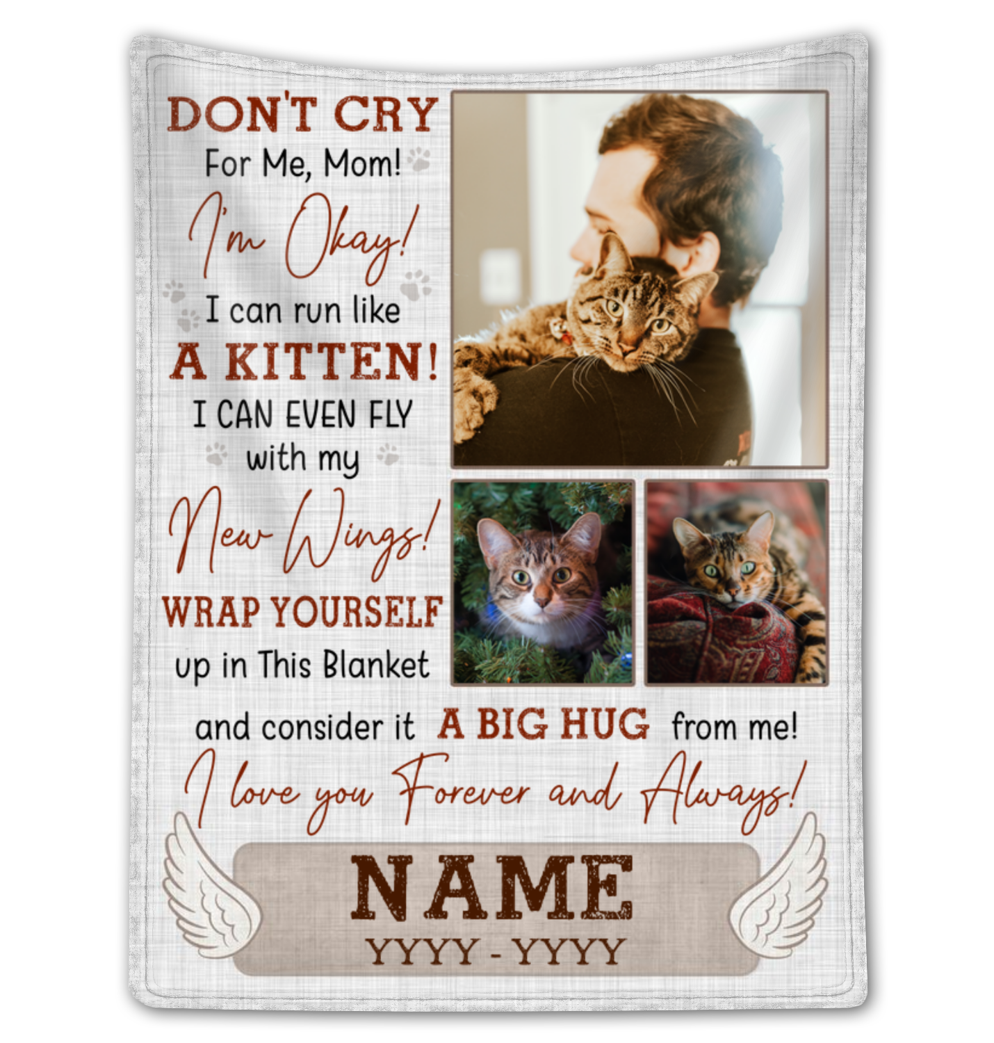 Unique Photo Cat Loss Blanket Remembrance Gift For Pet Lovers