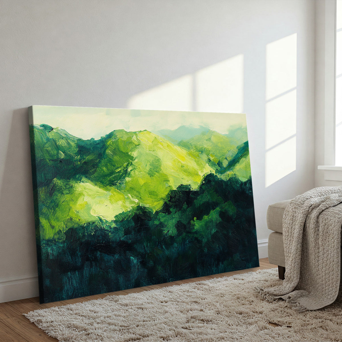 Abstract Green Landscape Mountain Wall Art