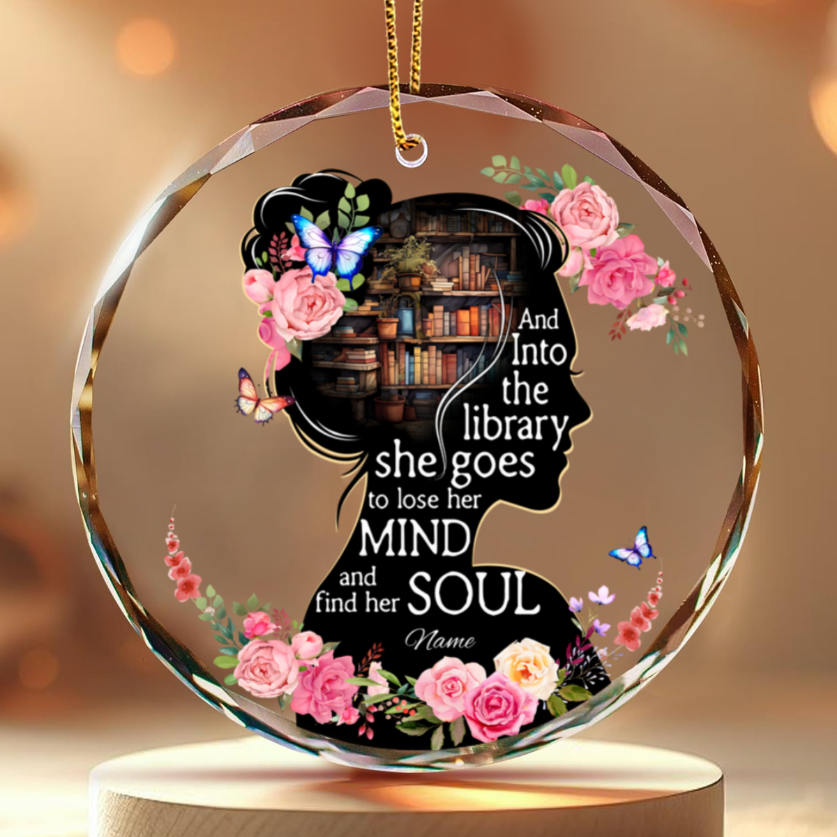 Christmas Ornament For Book Lovers Gift Custom Reader Name Glass Ornament 