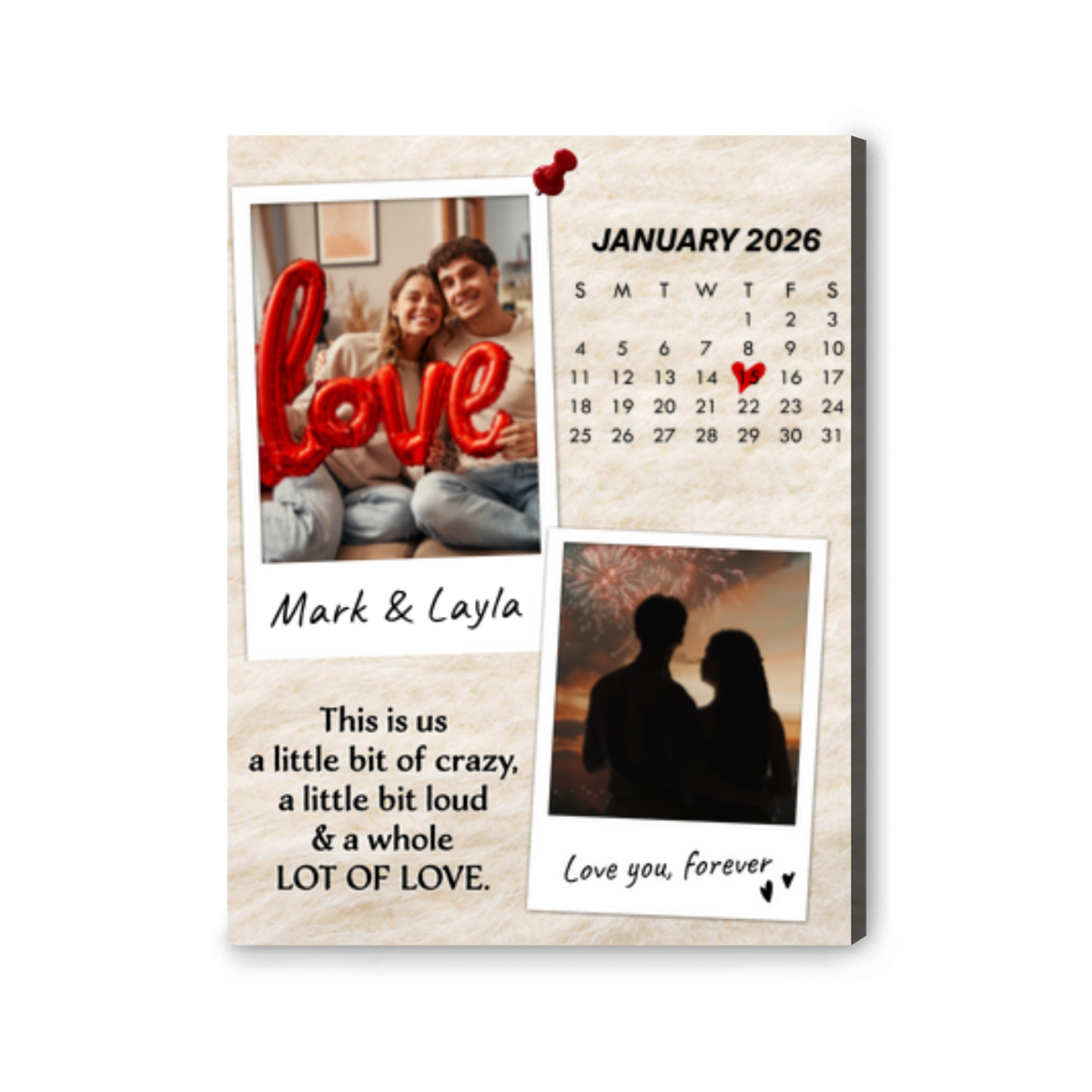 This Is Us – Personalized Photo Collage Calendar Couple Canvas Wall Art