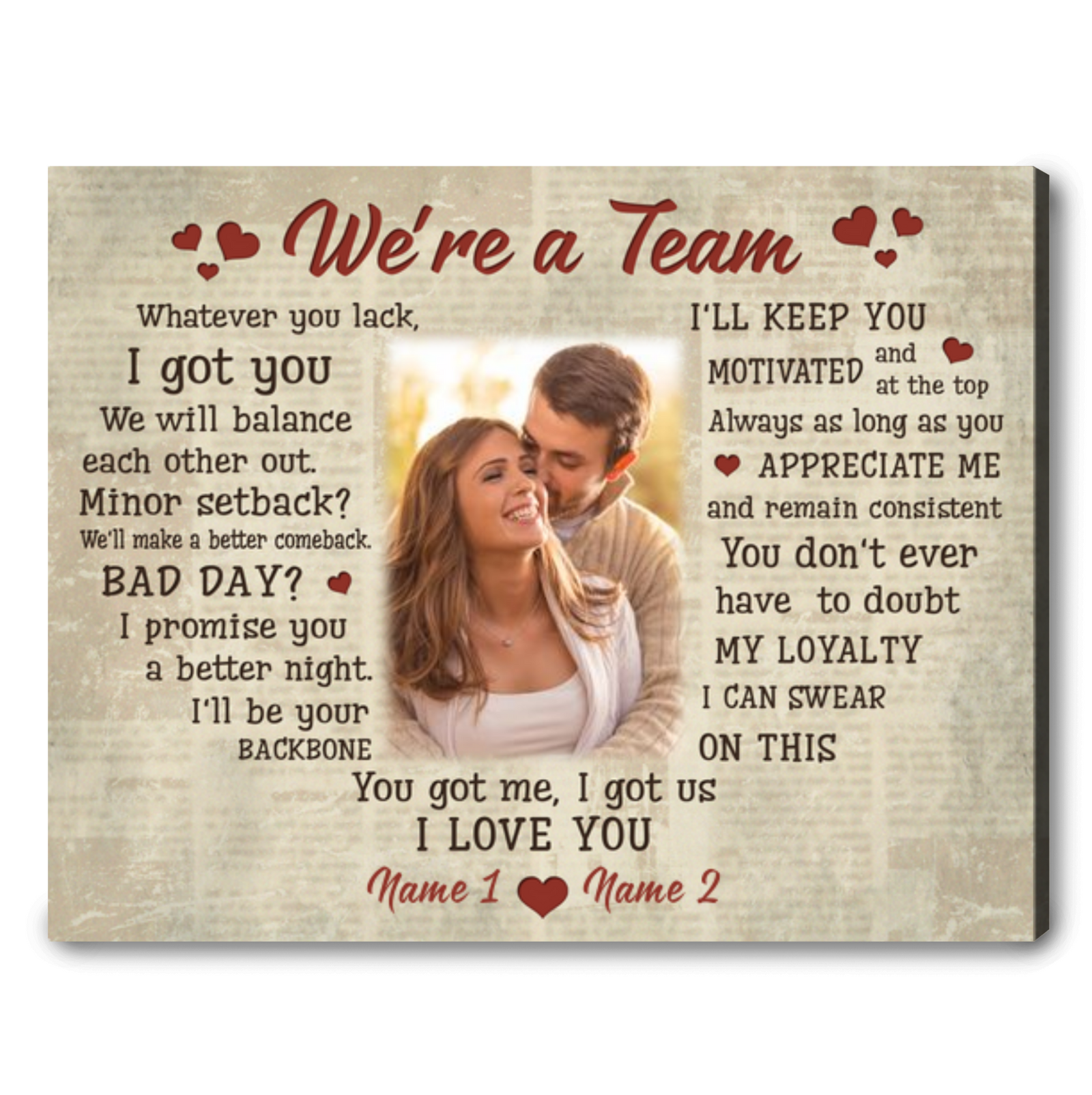 Best Gift For Couple Personalized Couple Canvas We're a Team Ohcanvas