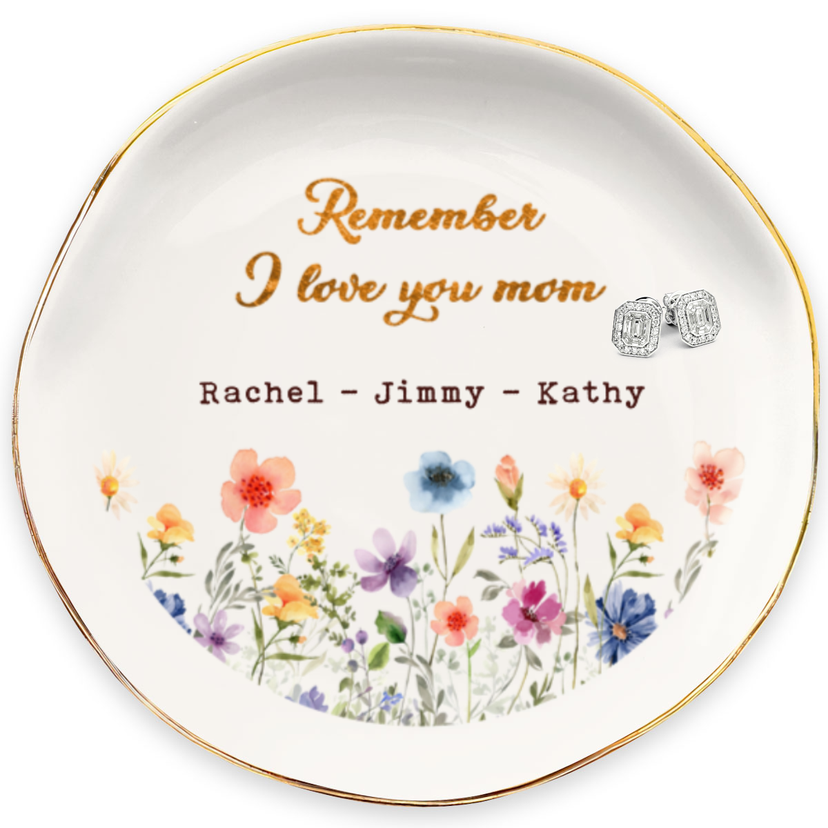 Remember I Love You Mom Personalized Name Jewelry Dish Gift For Mom