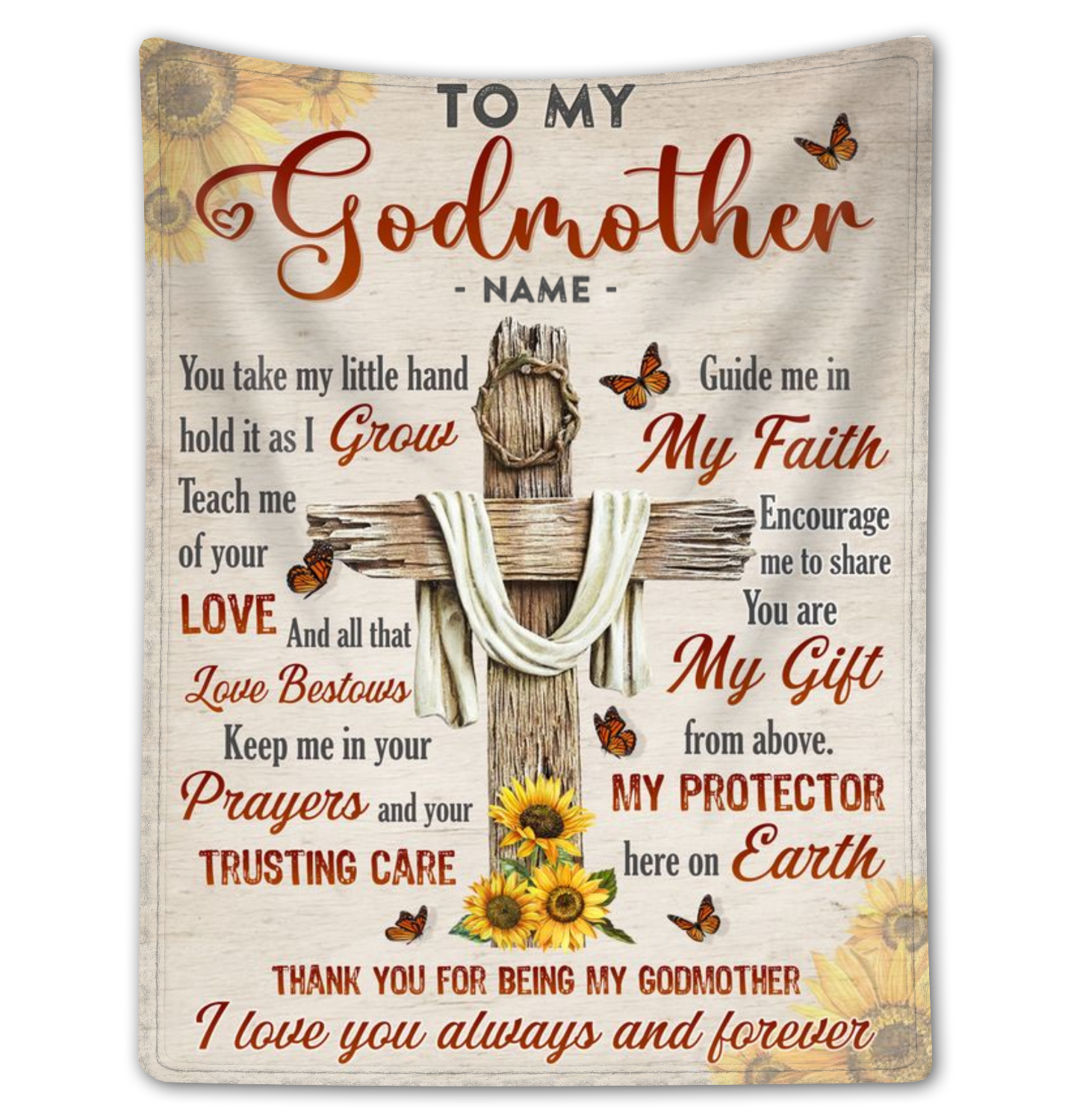 Custom To My Godmother Fleece Blanket Sentimental Mother's Day Gift Ideas