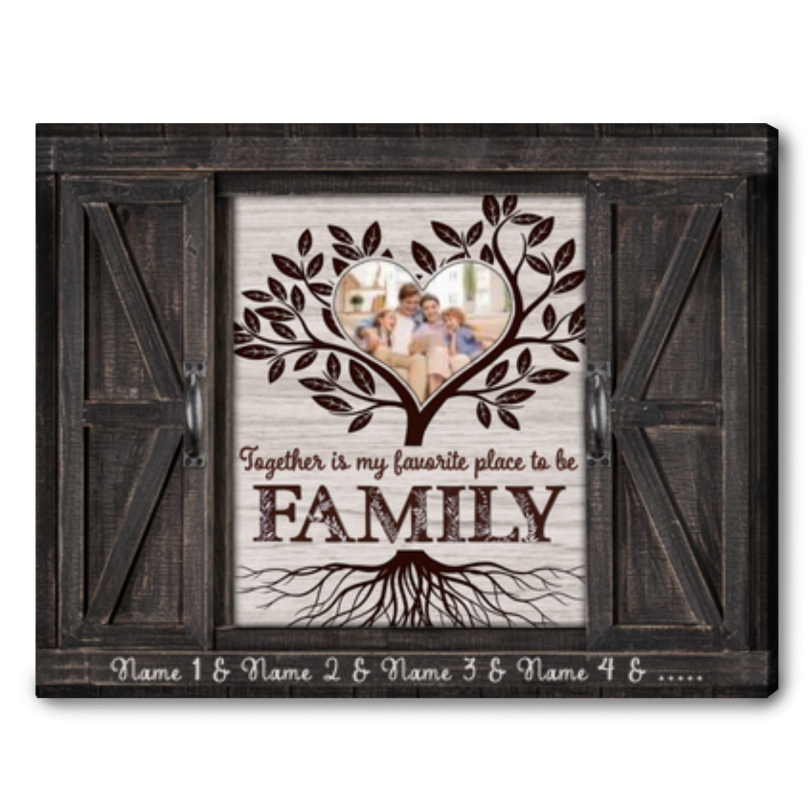 Personalized Family Wall Art With Names Wooden Window Shutters Canvas Print Ohcanvas 