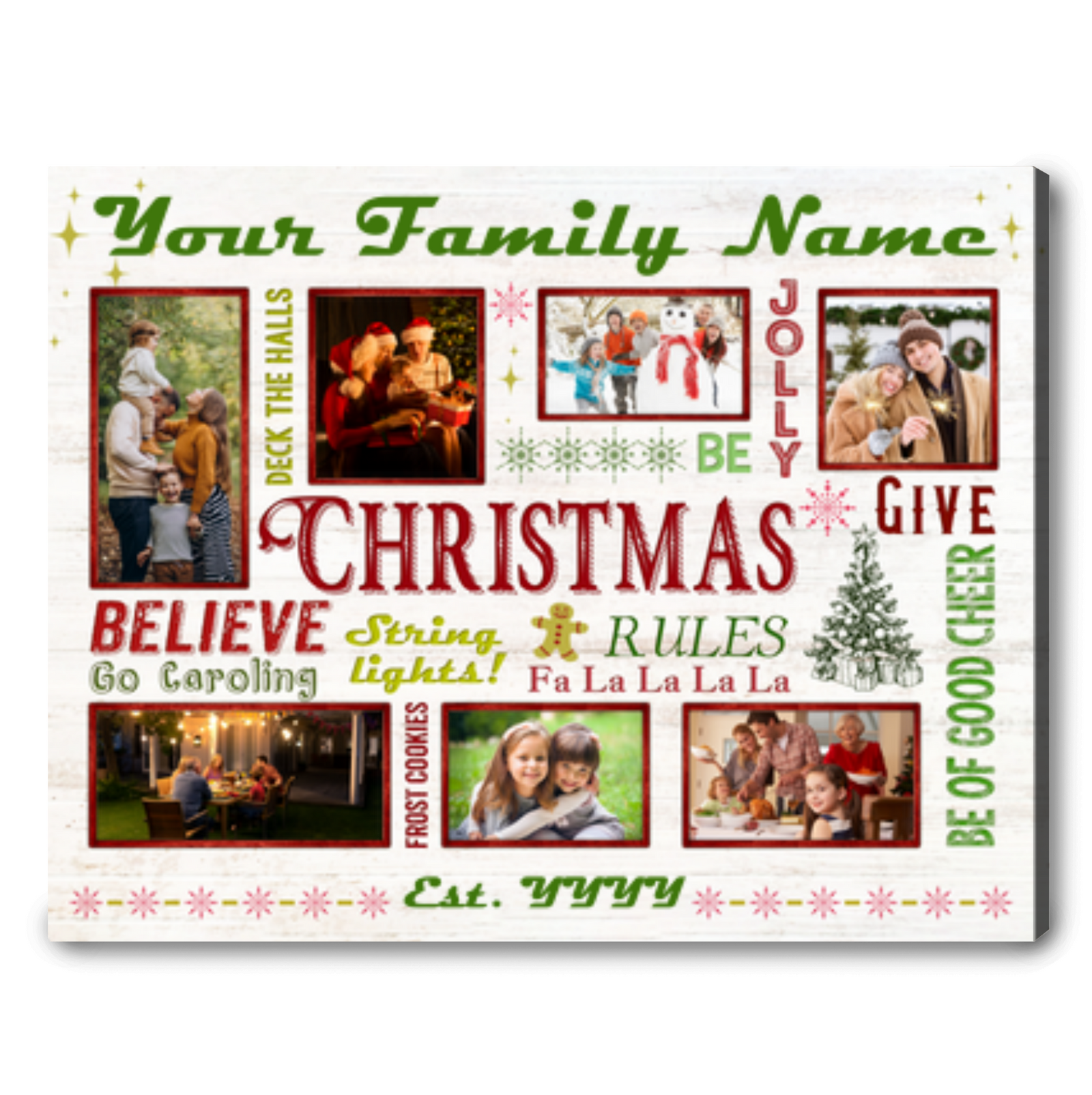 Christmas Decor Sign Personalized Family Name Welcome Home Holiday Wall Art 