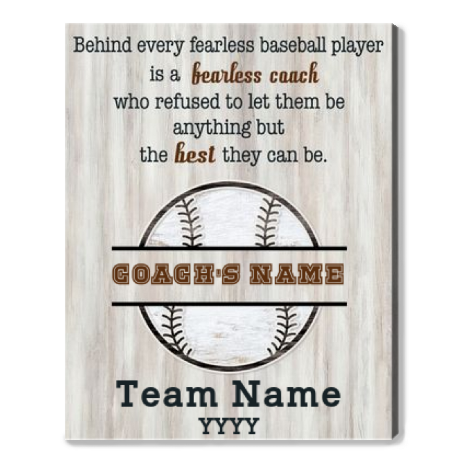 Custom Baseball Coach Appreciation Canvas Print Baseball Coach Thank You Gift 