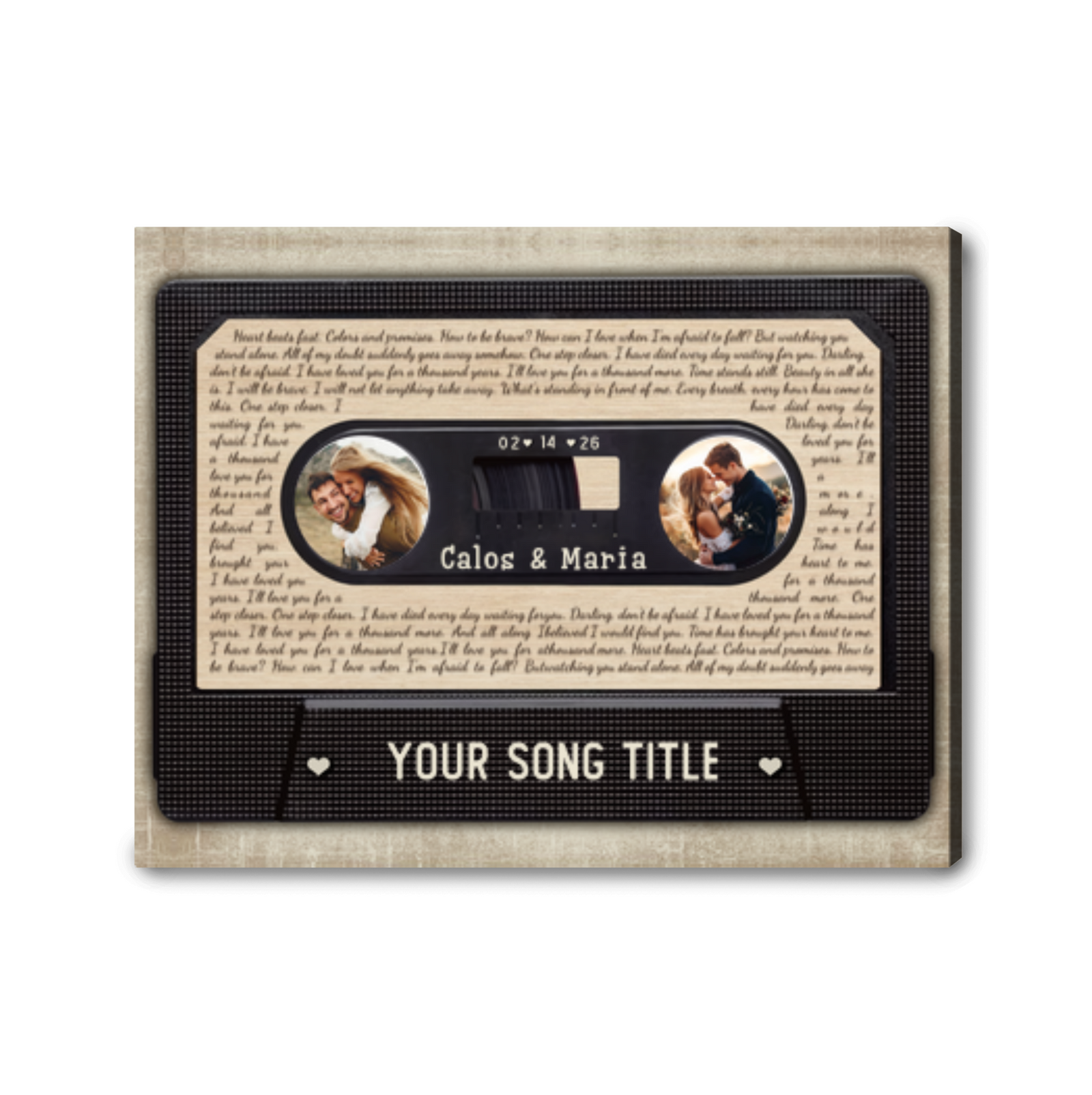 Personalized Love Song Cassette Tape Canvas Photo Print Gift for Valentine’s Day