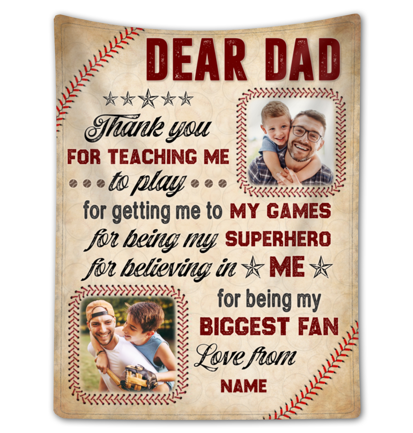 Baseball Blanket Dad Gifts From Daughter Son Personalized Father's Day Gifts
