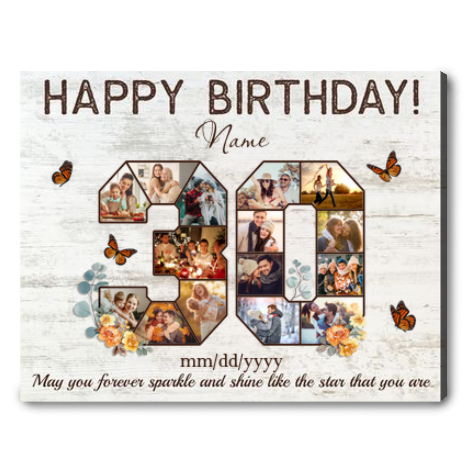 Personalized 30th Birthday Gift Idea Photo Canvas Print For 30th Birthday
