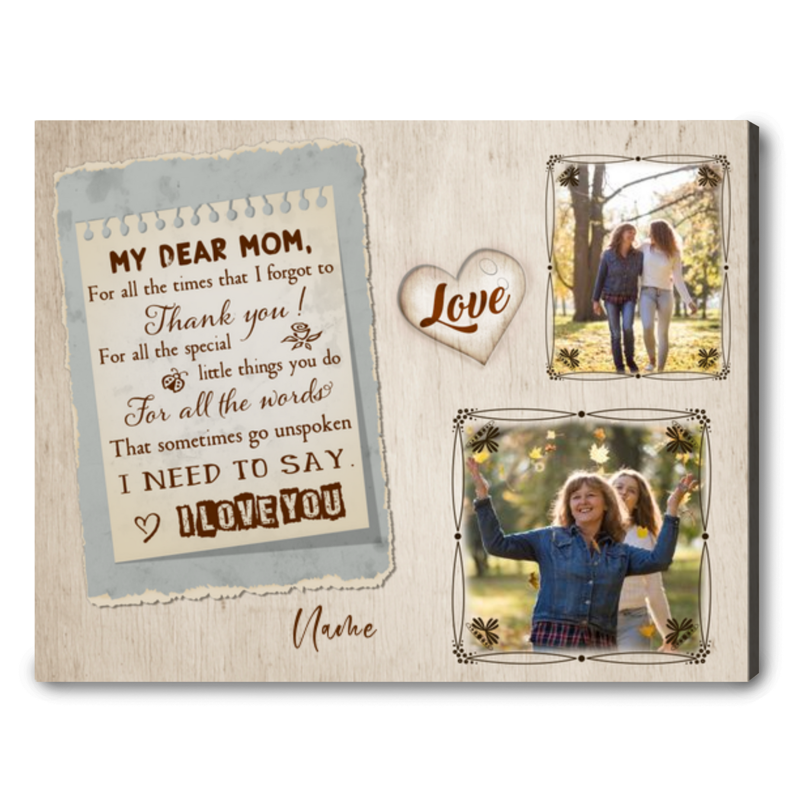 Birthday Gift Ideas For Mom From Daughter Personalized Canvas Gift My Dear Mom For all the times