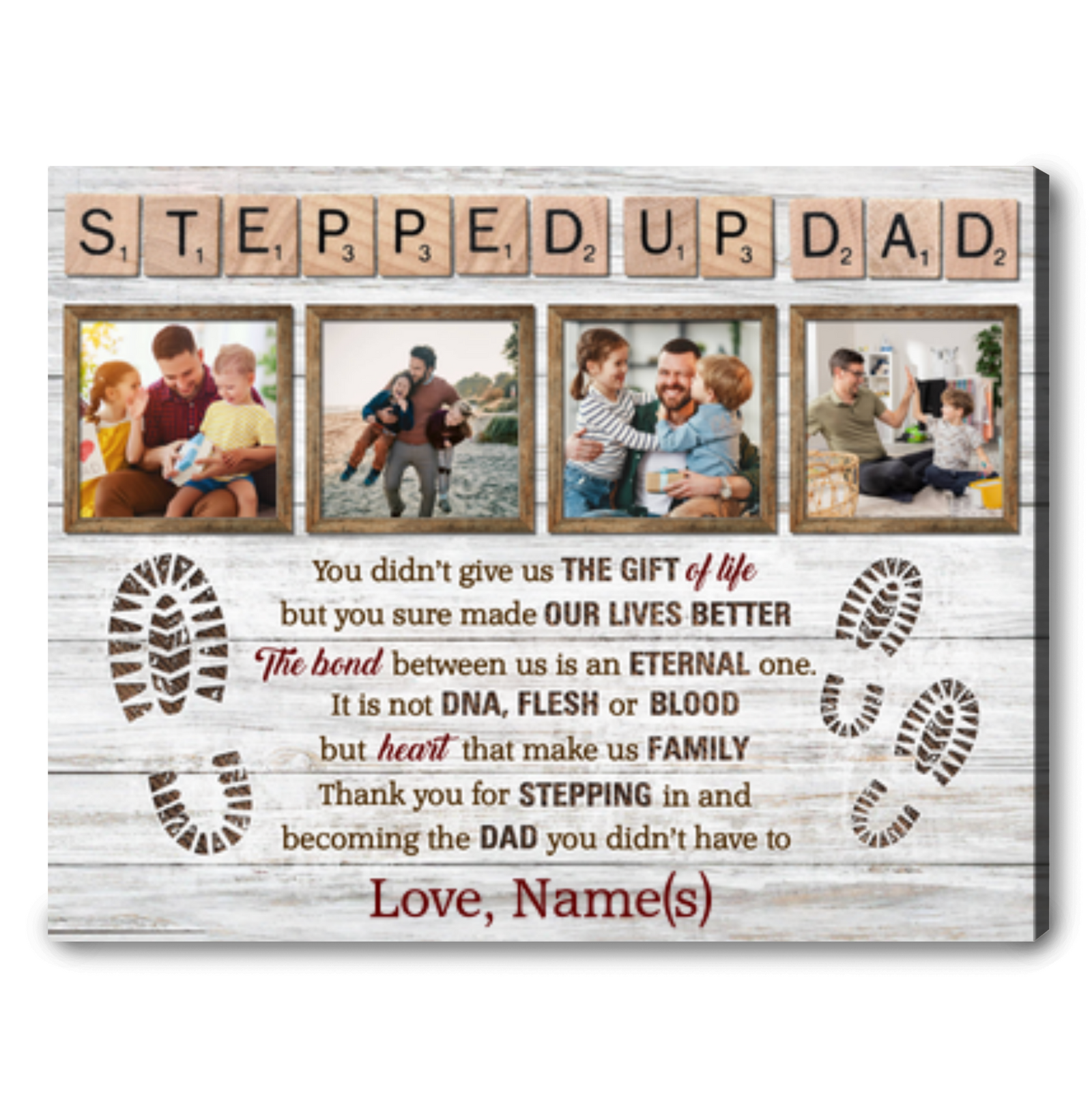 Personalized Happy Father's Day Canvas Best Gift for Step Dad