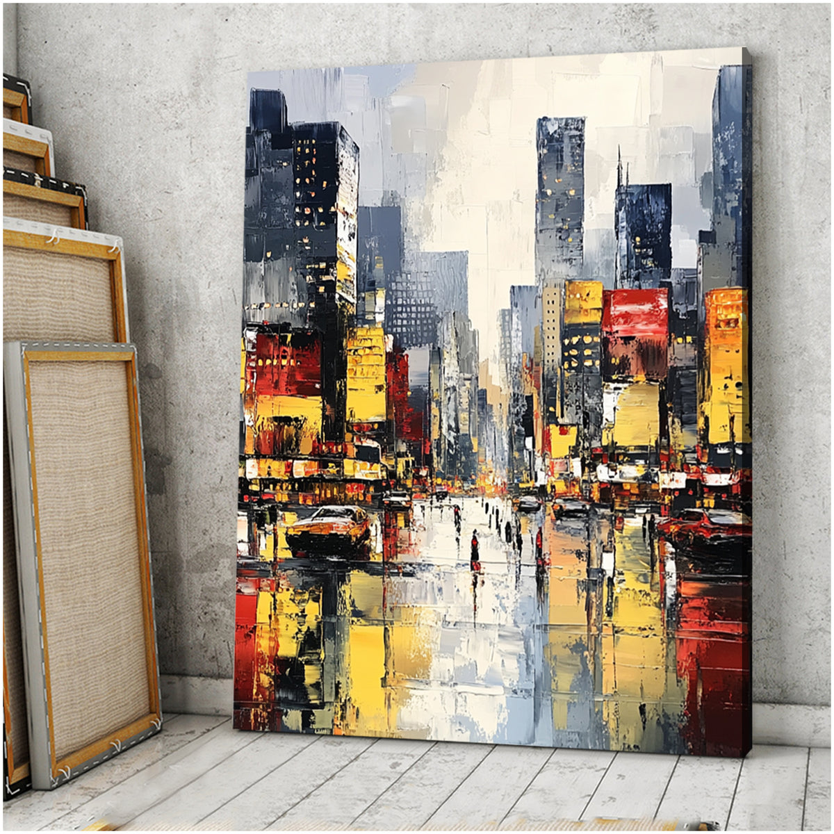 City Lights Contemporary Cityscape Abstract Canvas Wall Art