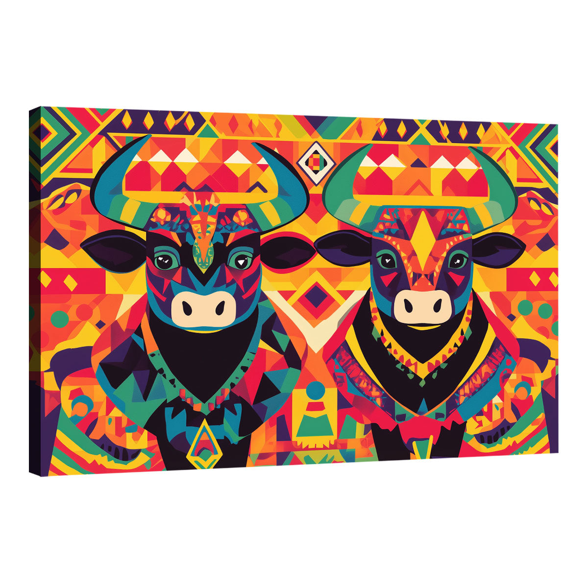 Geometric Art Tribal Bovine Canvas Print