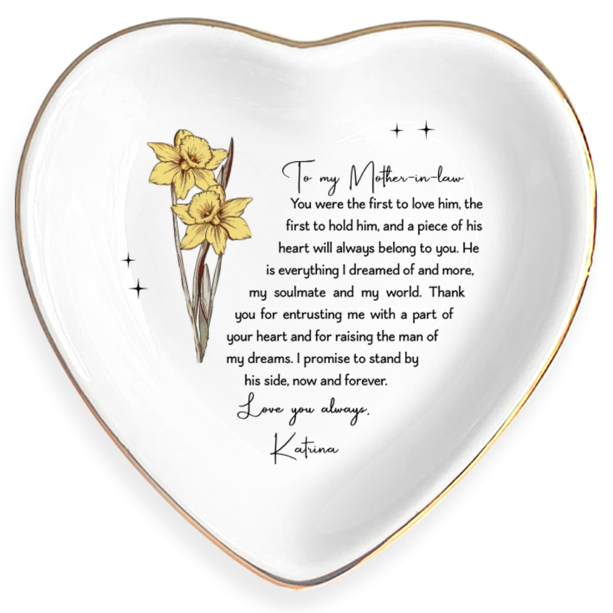 Mother-In-Law Jewelry Dish - Personalized Name & Birth Month Flower Mother's Day Gift for Mother-In-Law
