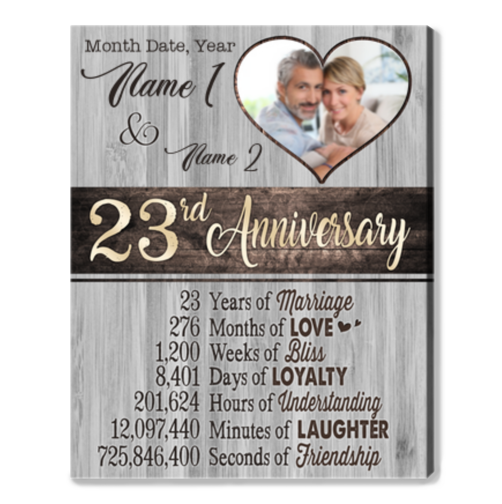 Personalized 23rd Anniversary Gift Unique Wedding Gift For Wife For Husband Ideas
