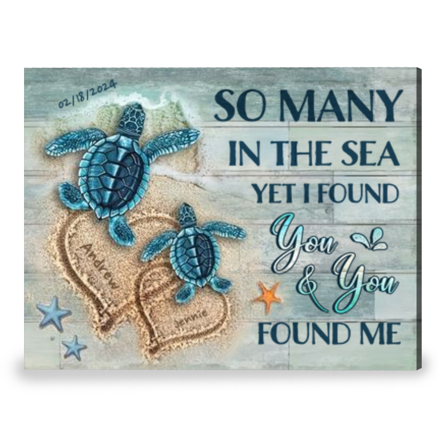 Lovely Gifts for Couples Unique Custom Canvas Wall Art Beach and Turtles