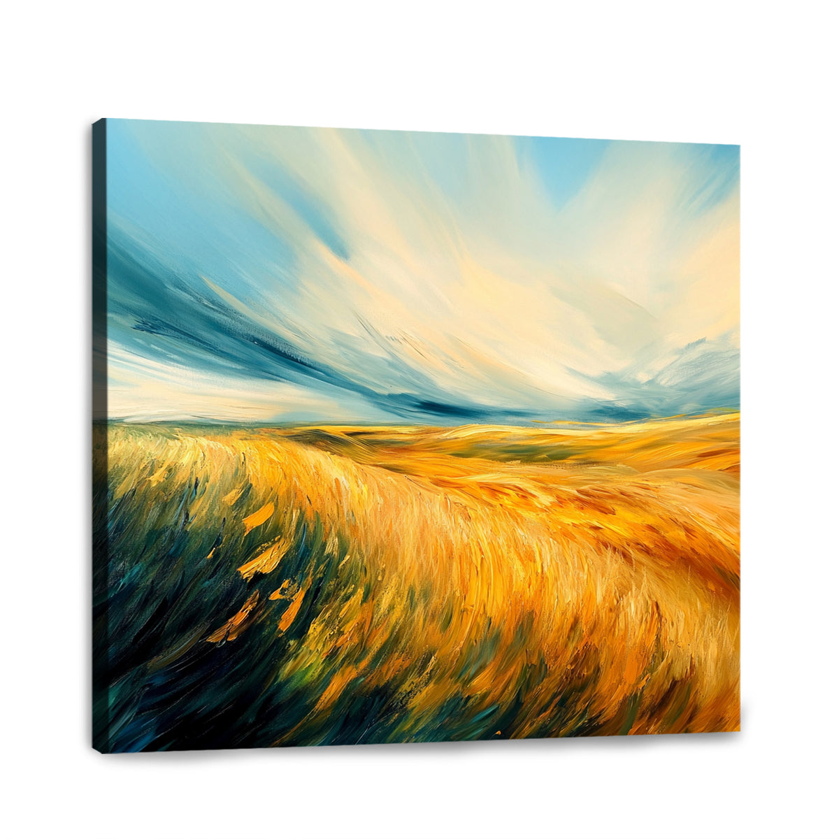 Golden Fields Landscape Abstract Canvas Wall Art for Living Room