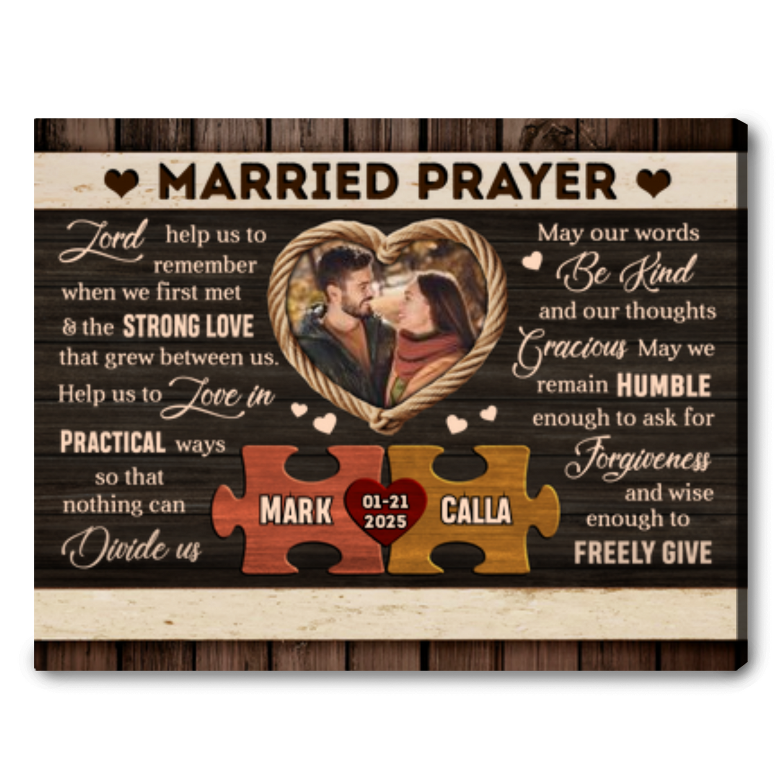 Custom Photo Rustic Married Prayer Canvas - Personalized Gifts For Couples