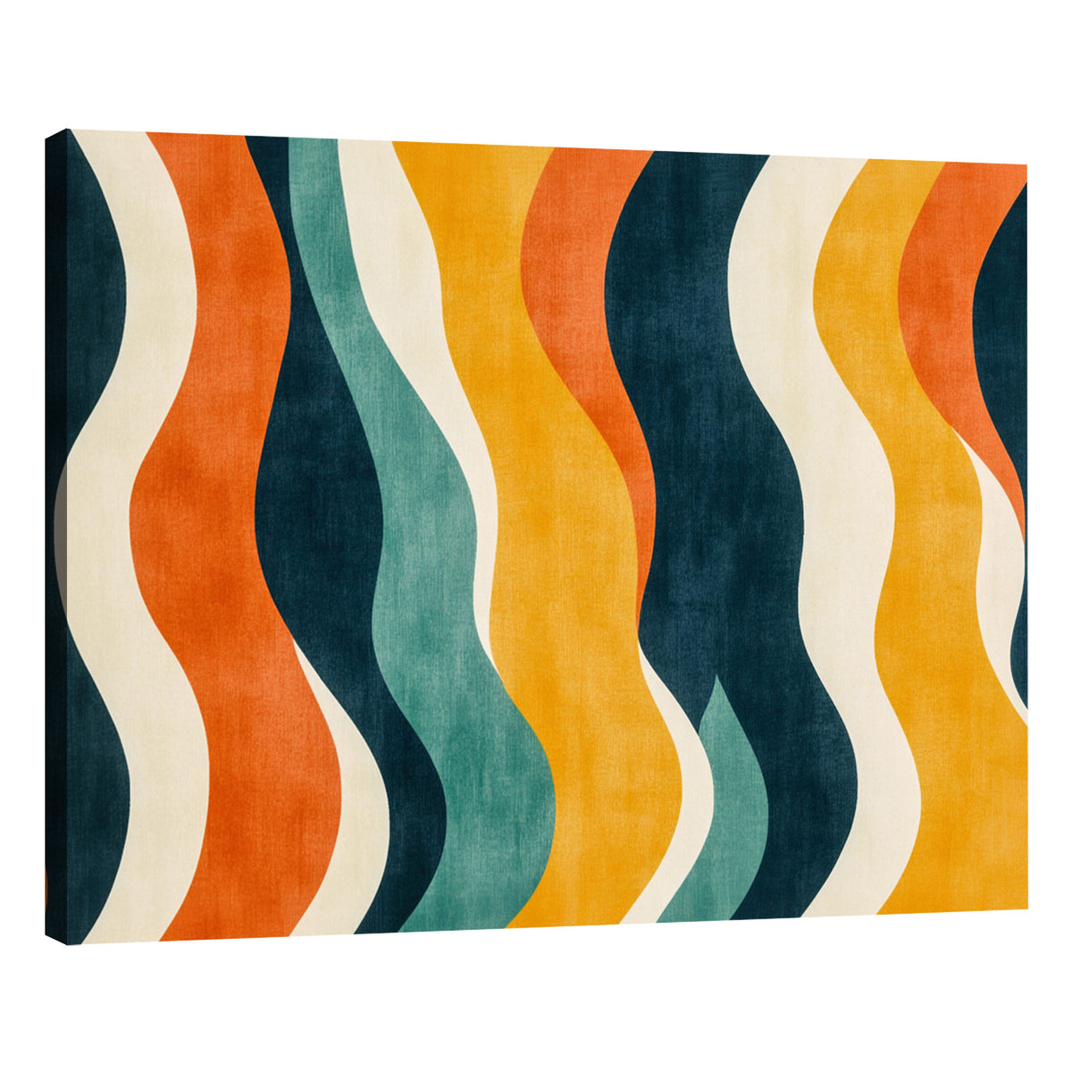 Retro Wavy Lines 70s Boho Wall Decor in Warm Muted Tones