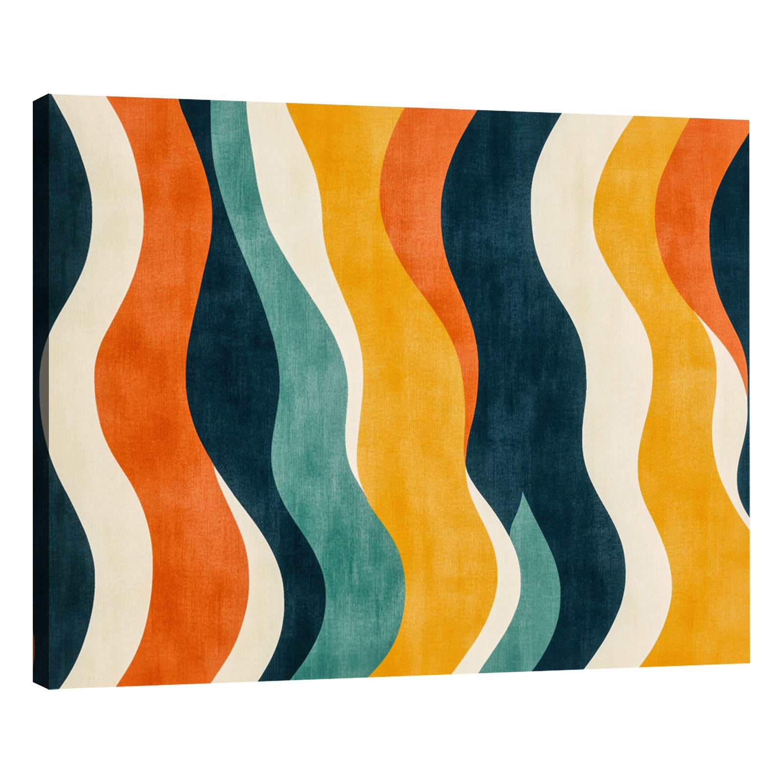 Retro Wavy Lines 70s Boho Wall Decor in Warm Muted Tones
