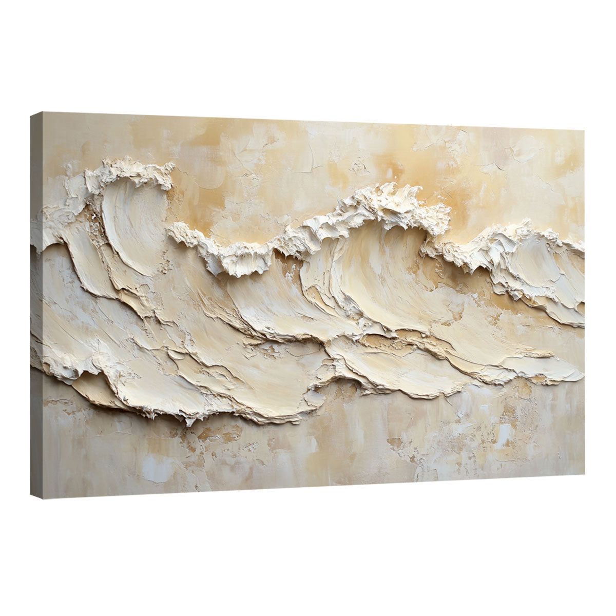 Textured Ocean Wave Canvas Beige Wall Art