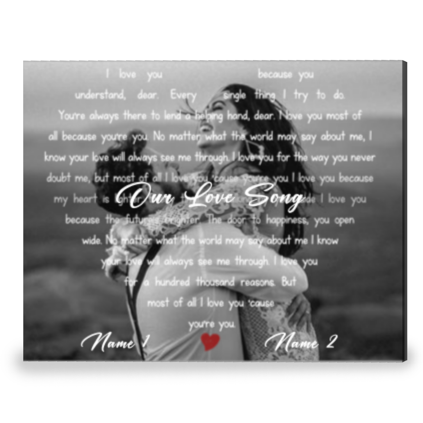 Any Song Lyric Gift With Personalized Photo Gift Canvas Wall Art