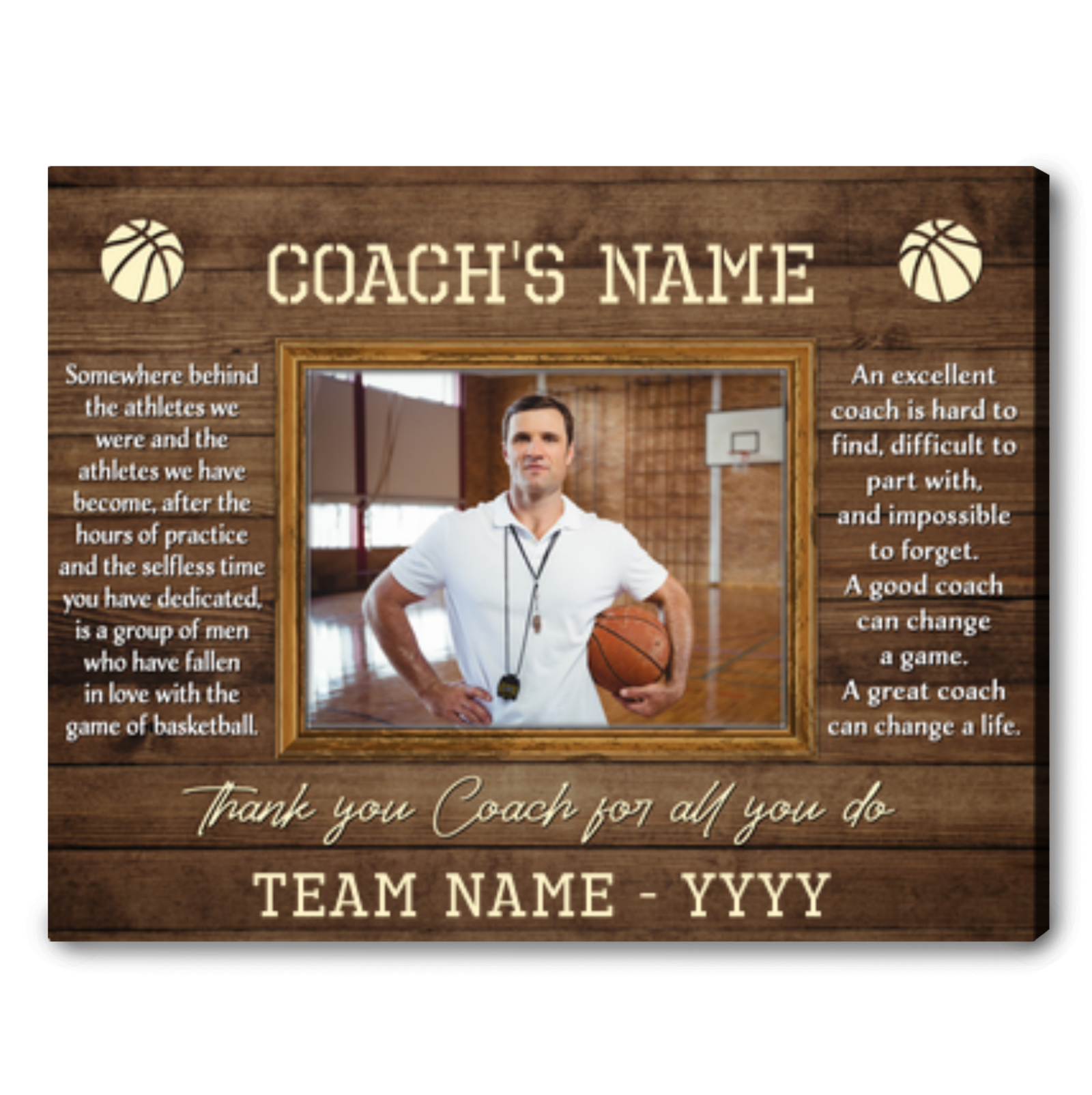 Custom Thank You Gift For Basketball Coach Canvas Gift Idea For Basketball Coach