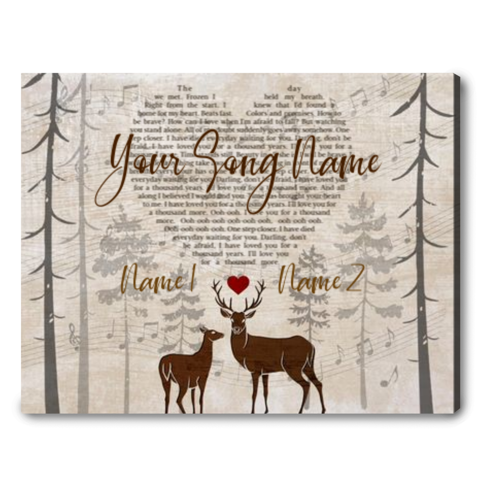 Custom Song Lyrics On Canvas Wall Art His and Hers Wedding Anniversary Gift