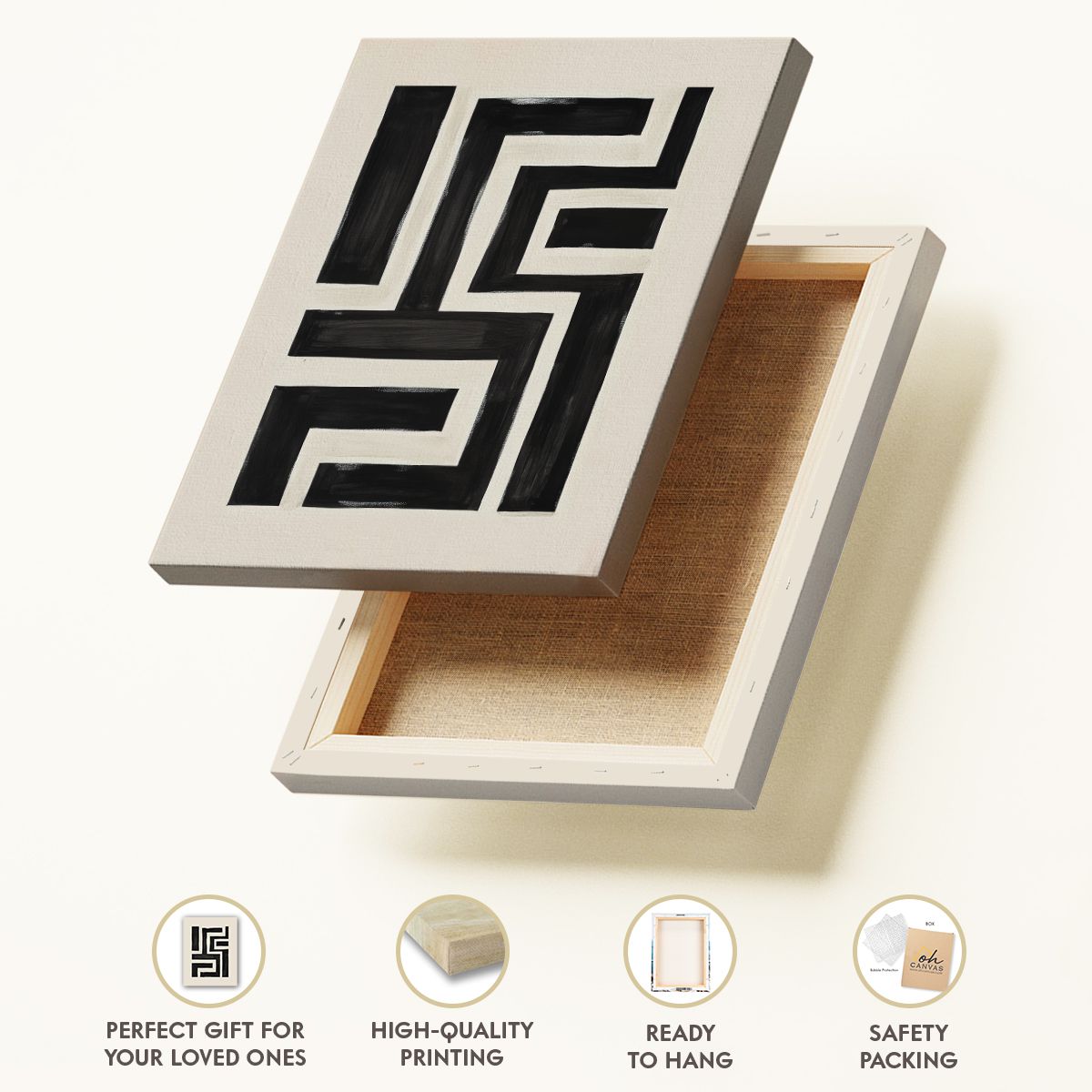 Modern Maze Abstract Canvas Print for Living Room