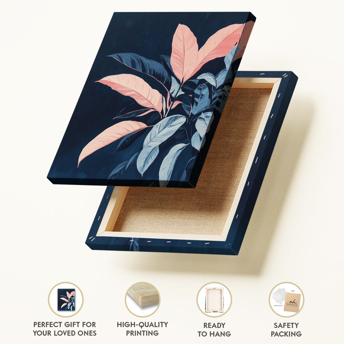 Midnight Bloom Abstract Floral Canvas Print for Living Room
