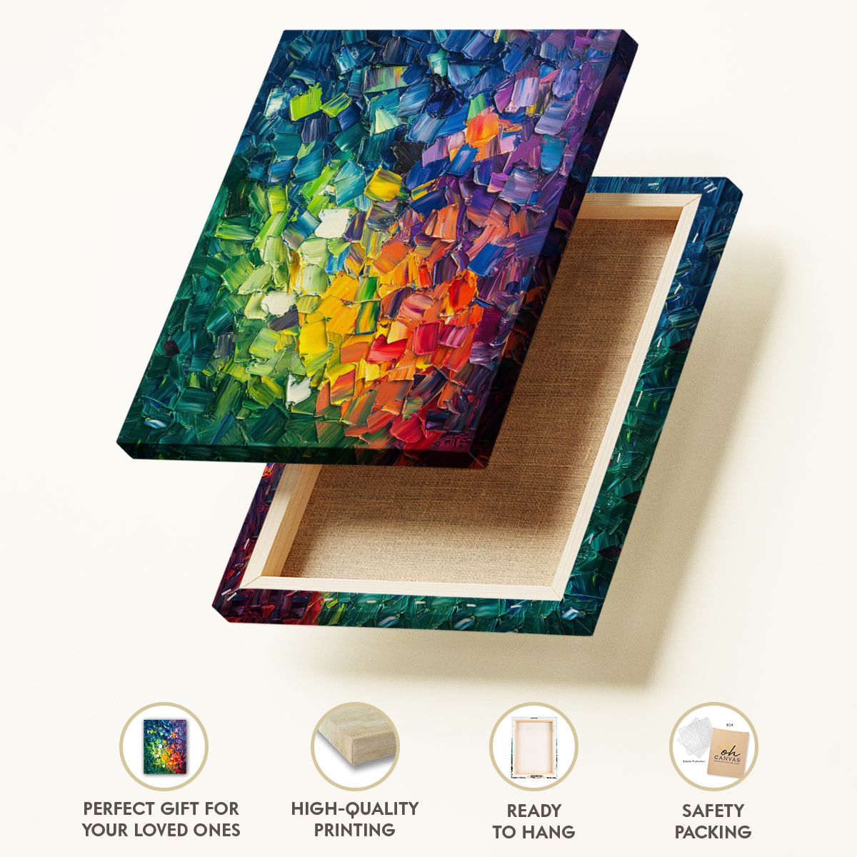 Radiant Energy Abstract Geometric Canvas Print for Living Room