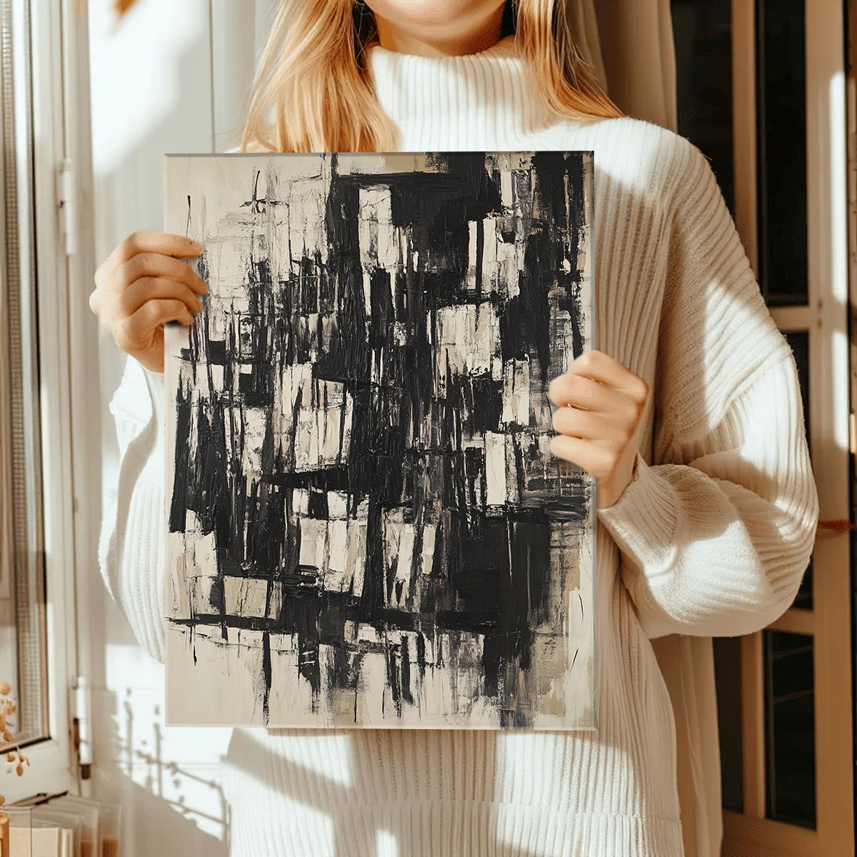 Urban Noir Abstract Canvas Print for Living Room