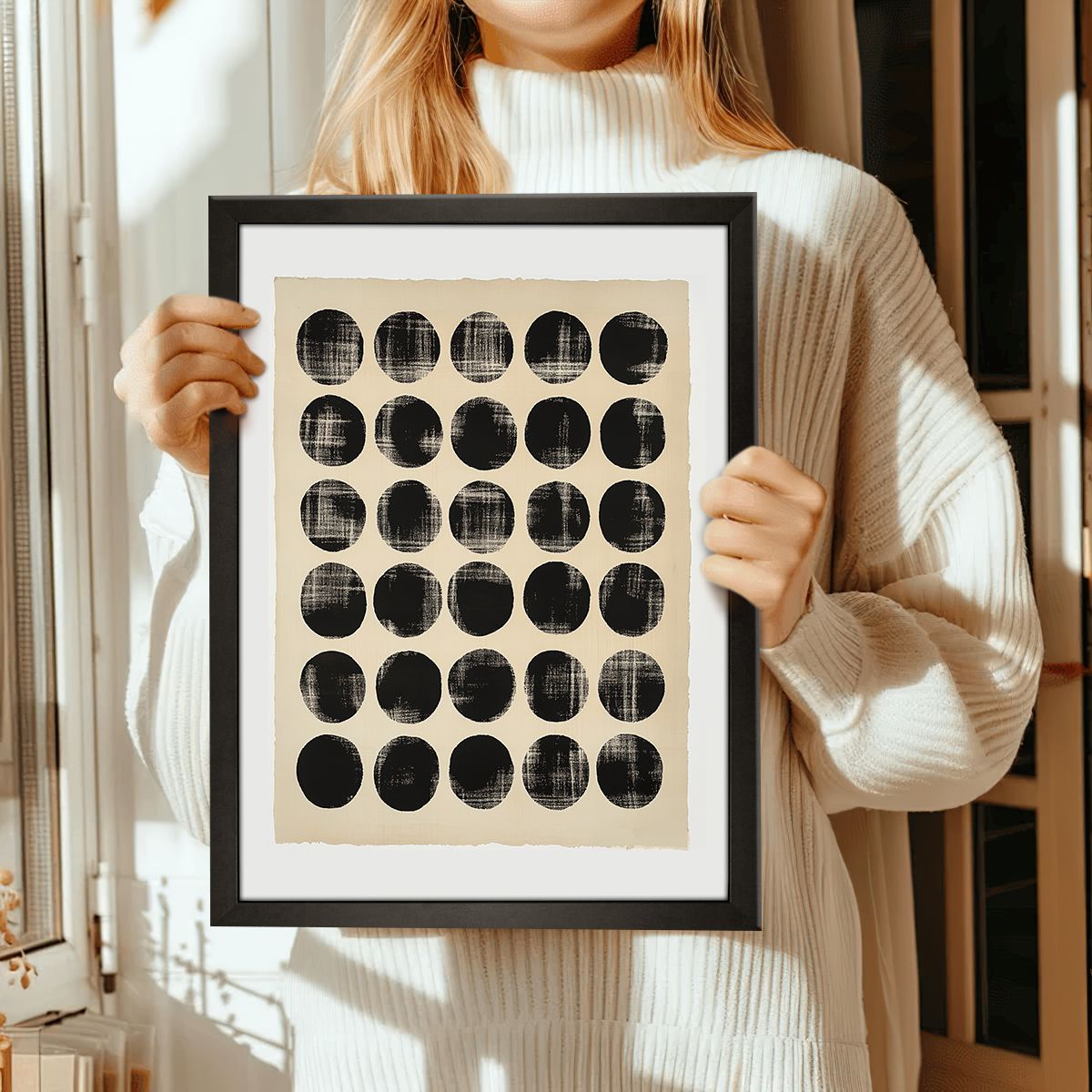 Minimal Grid Abstract Canvas Print for Living Room