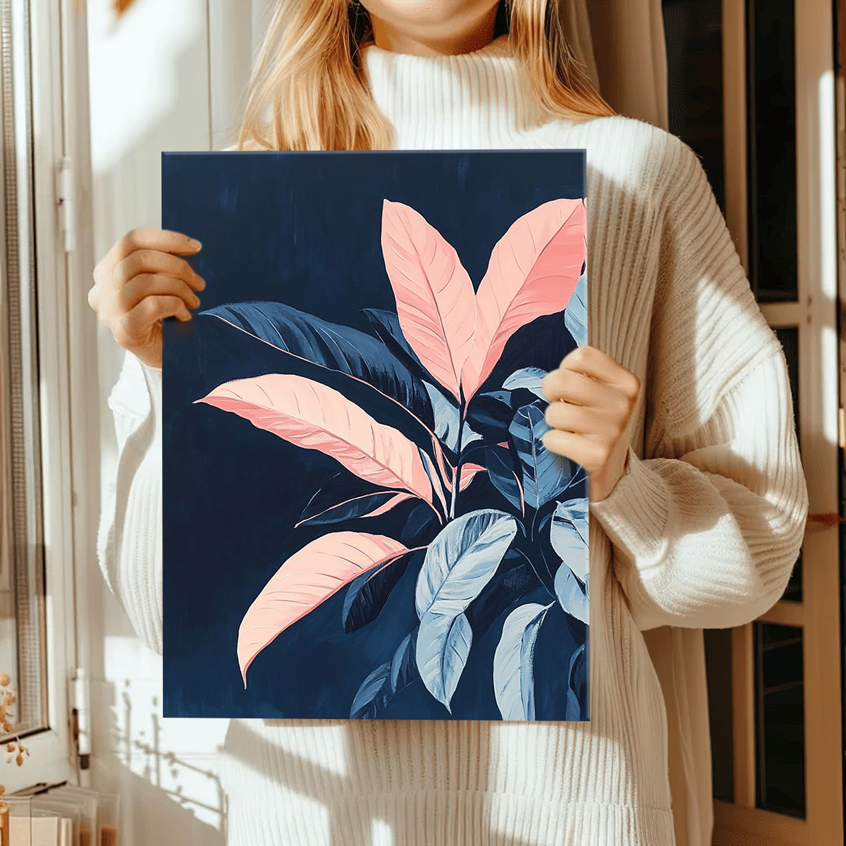 Midnight Bloom Abstract Floral Canvas Print for Living Room