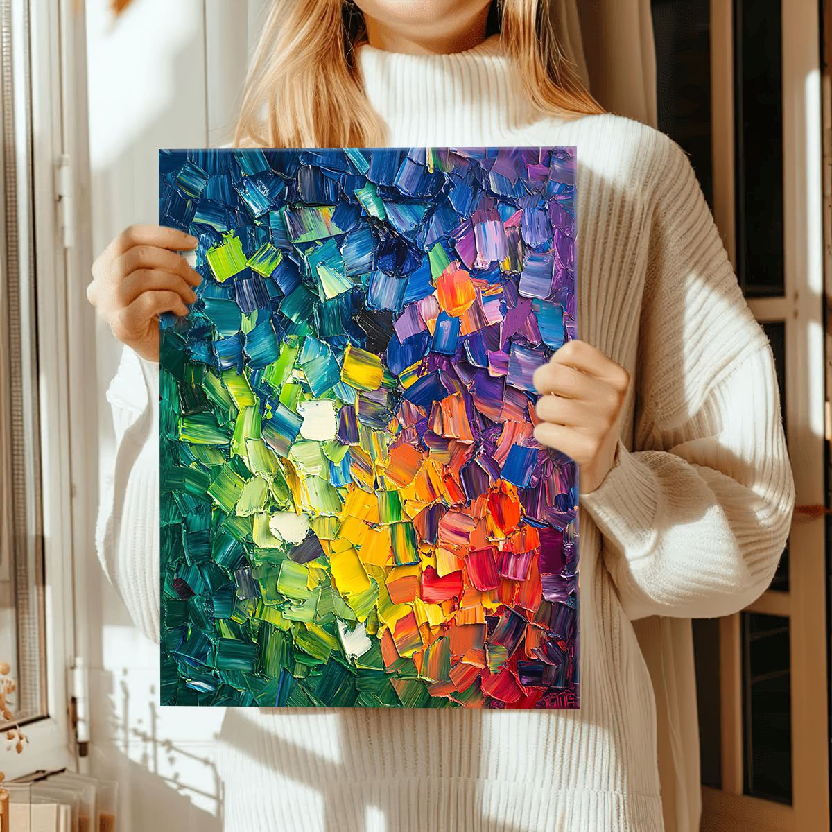 Radiant Energy Abstract Geometric Canvas Print for Living Room