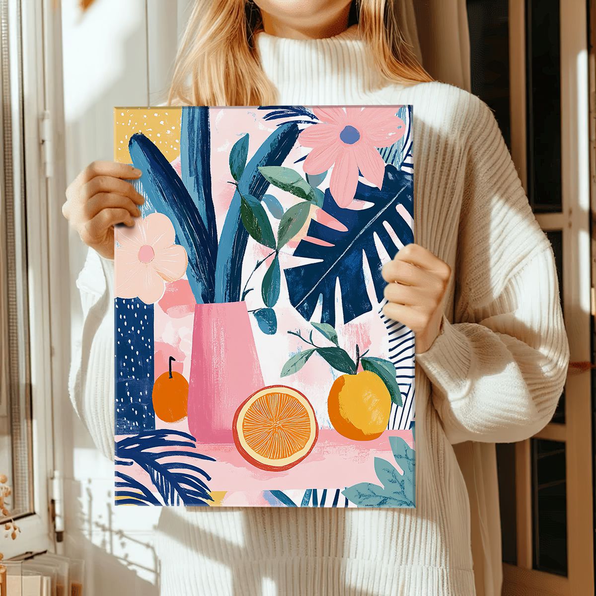 Vibrant Tropics Abstract Floral Canvas Print for Living Room