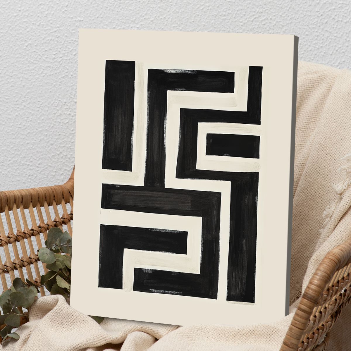 Modern Maze Abstract Canvas Print for Living Room