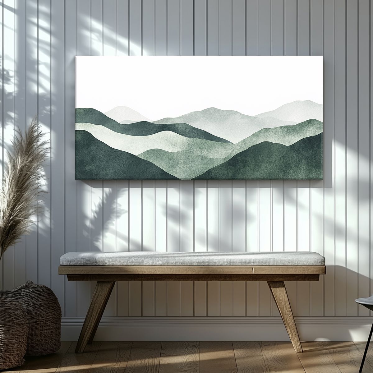 Emerald Ridge Abstract Landscape Canvas Print for Living Room